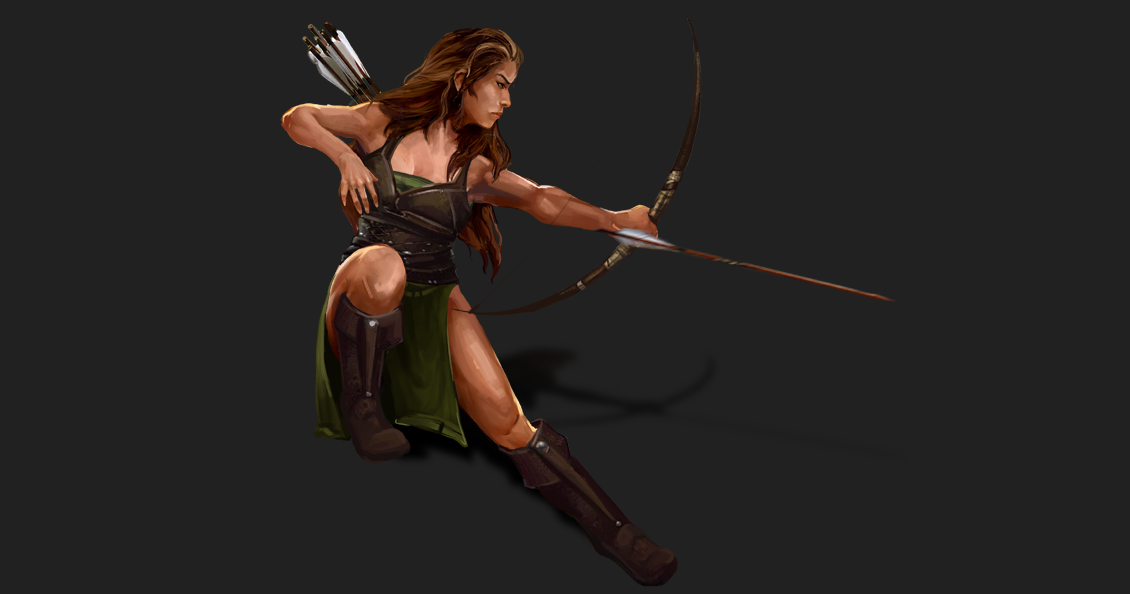 Human female archer concept art for Secret of Dhatu